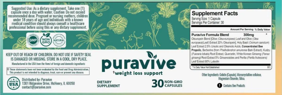 puravive supplement facts